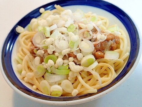 天かすサクサク　納豆パスタ